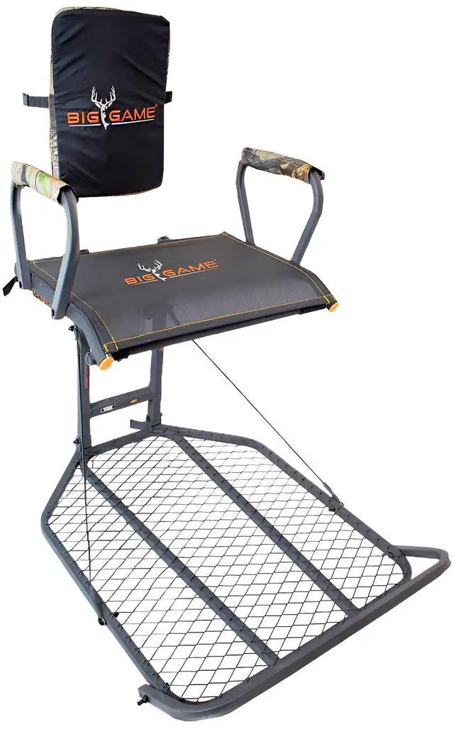 Main image of Big Game Captain XC Hang-On Treestand, Lightweight Steel Construction w/Flip-Back Flex-Tek Seat, 300 lbs Weight Rating, 24"x30" Foot Platform