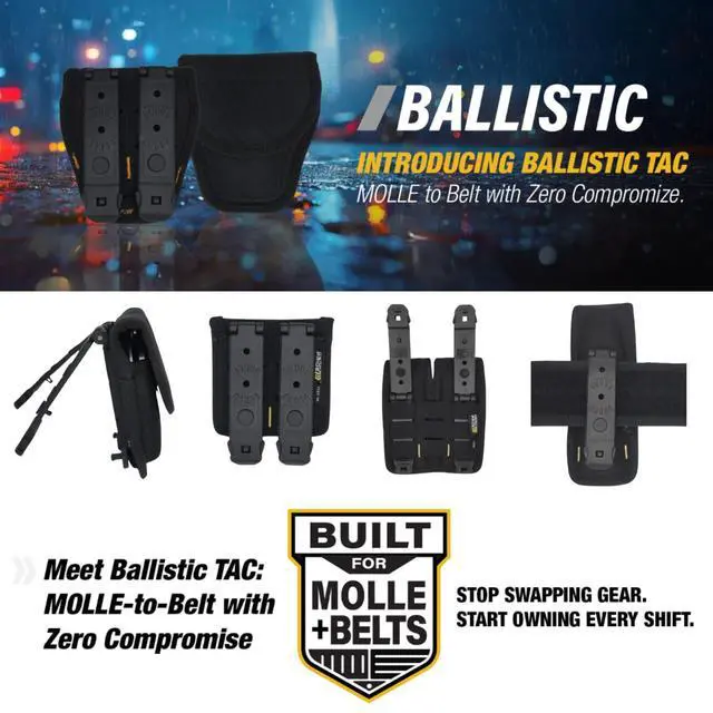 Alt view image 2 of 6 - Heros Pride Ballistic Tac MOLLE Universal Radio Holder Fits Most Radios MOLLE & Belt Compatible, Molded Tactical Case Durable 1680 Denier for Law Enforcement & First Responders