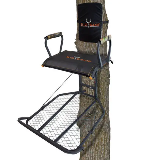 Alt view image 7 of 7 - Big Game Captain XC Hang-On Treestand, Lightweight Steel Construction w/Flip-Back Flex-Tek Seat, 300 lbs Weight Rating, 24"x30" Foot Platform