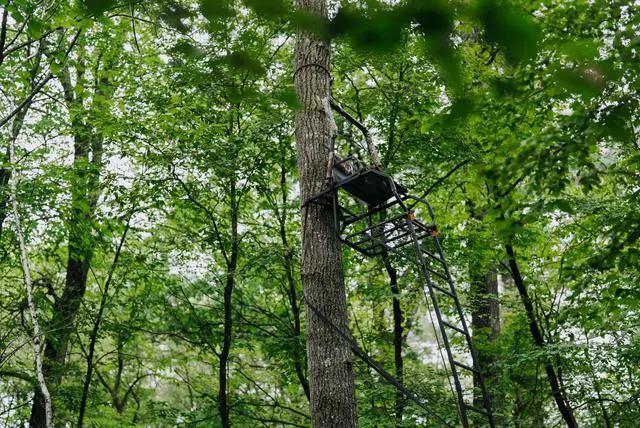 Alt view image 4 of 7 - Odyssey Xtl 20' Ladder Stand, 350 Lb Capacity | Hercules and Tree-Lok Safety, Silencer Tech, Padded Shooting Rest and Armrests