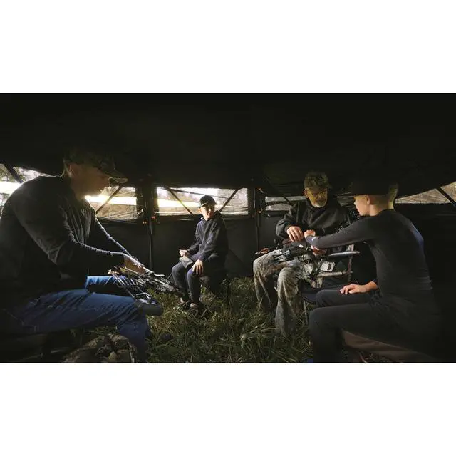 Alt view image 4 of 7 - Educator Large Hunting Ground Blind, See-Through, 360 View, 3-4 Person Tent, Turkey, Duck, Deer Hunting Gear Equipment Accessories