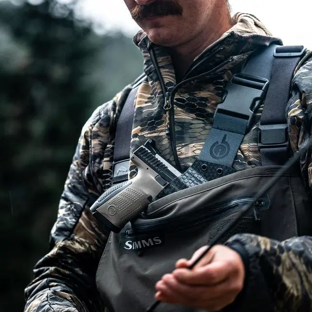 Alt view image 7 of 7 - The Original Kenai Chest Holster for a PSA - MAS Grey/Coyote