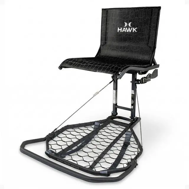 Main image of Kickback Lvl Hang on Tree Stand HWK HF2031, 24x30 Platform | 24x30 in Welded Platform, Xl Mesh Seat 21x15 in, Steel Construction, 300 Lb Capacity, Kickback Footrest