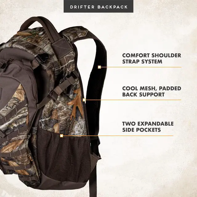Alt view image 5 of 7 - by frogg toggs - The Drifter Backpack, Lightweight Camouflaged Day Pack holds Decoy, two H20 Bottles, Realtree EDGE