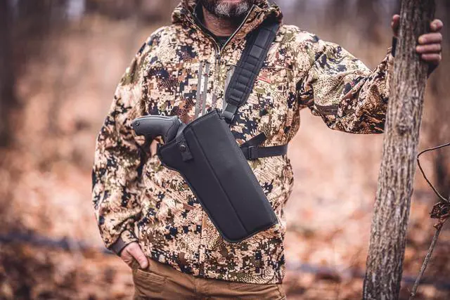 Alt view image 2 of 6 - Outdoors - Denali Hunter Chest Holster for SCOPED Revolver up to 8 3/8 Barrel, 460/500 Caliber