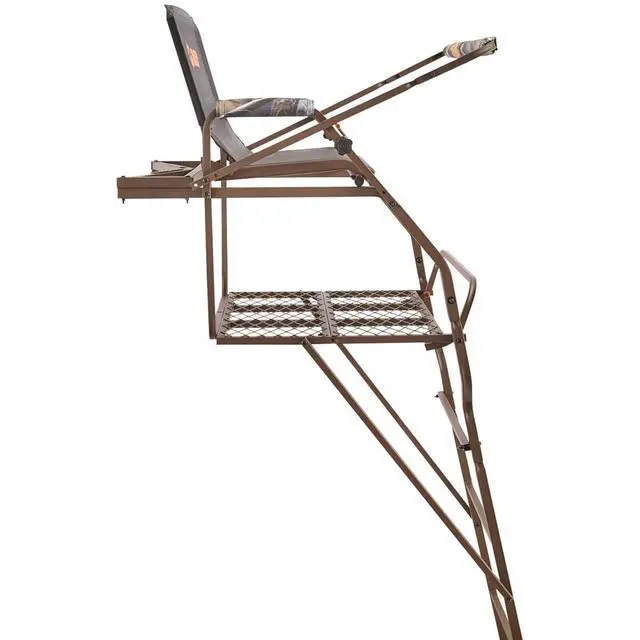 Alt view image 3 of 6 - Ultra Comfort 18' Ladder Tree Stand for Hunting Climbing Hunt Seat, Hunting Gear Equipment Accessories