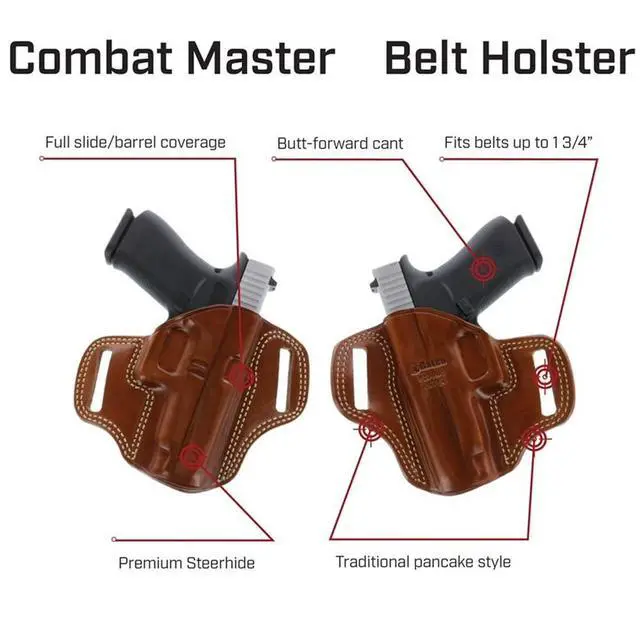 Alt view image 5 of 6 - Combat Master Leather Belt Holster, Ruger SP101 3in/Kimber K6S, Right Hand, Tan, CM318