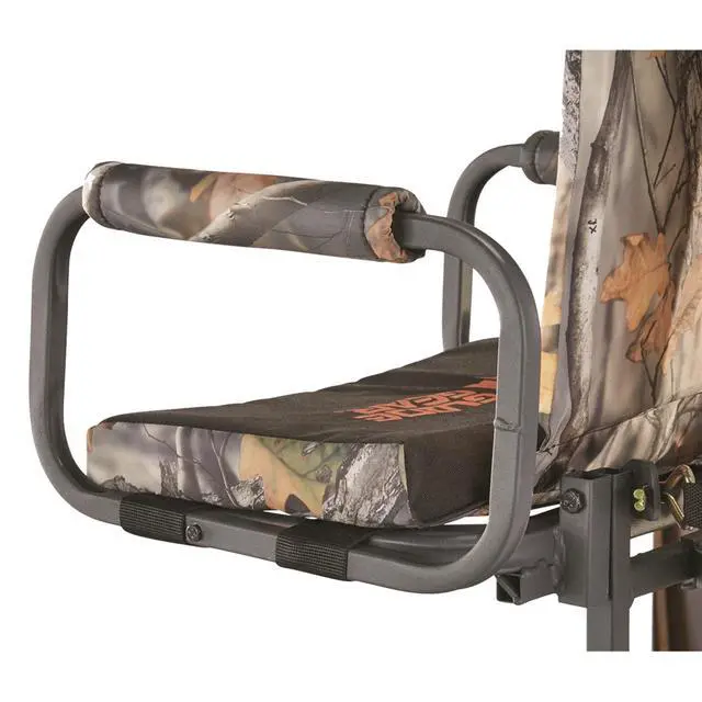 Alt view image 5 of 7 - Deluxe Hang-On Tree Stand Chair for Hunting Cushion Seat Hunt Gear Equipment Accessories, Camo