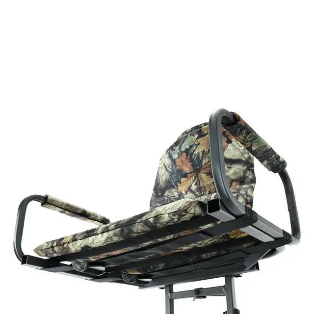 Alt view image 6 of 7 - Deluxe Hang-On Tree Stand Chair for Hunting Cushion Seat Hunt Gear Equipment Accessories, Camo