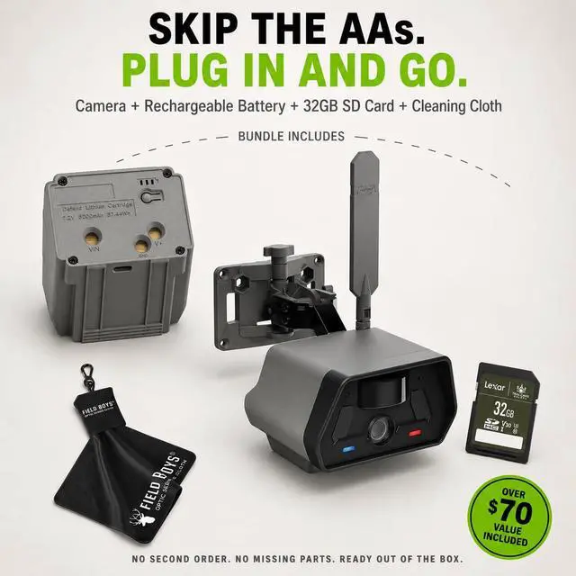 Alt view image 2 of 7 - Defend Cellular Security Camera Bundle Rechargeable Battery + 32GB SD Card Included 4G LTE, No WiFi Needed Wireless Outdoor Camera for Remote Property, Cabin, Ranch, Job Site
