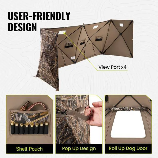 Alt view image 3 of 7 - Hunting Blind Panel with Carrying Bag, 3-4 Person Pop-up Waterfowl Blinds, Resilient Field Duck Hunting TentNext Evos & Realtree MAX-5