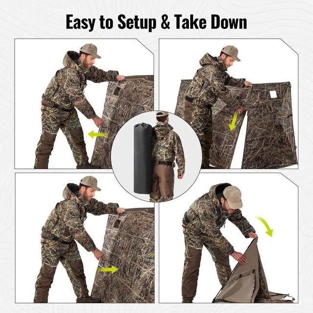 Alt view image 6 of 7 - Hunting Blind Panel with Carrying Bag, 3-4 Person Pop-up Waterfowl Blinds, Resilient Field Duck Hunting TentNext Evos & Realtree MAX-5