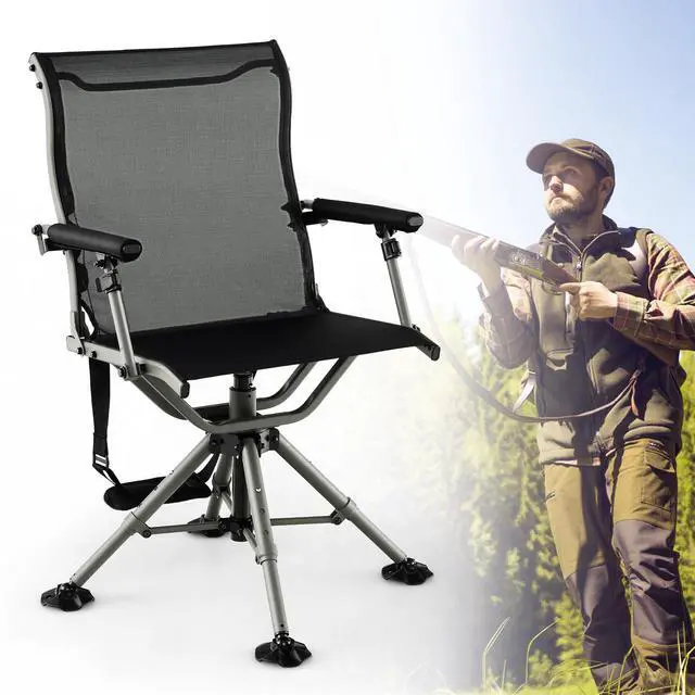 Main image of Hunting Chair, 360 Degree Silent Swivel Blind Chair with 4 Adjustable Legs, Foot Pads & Armrests, Portable Folding Hunting Chairs for Blinds, Fishing, Camping