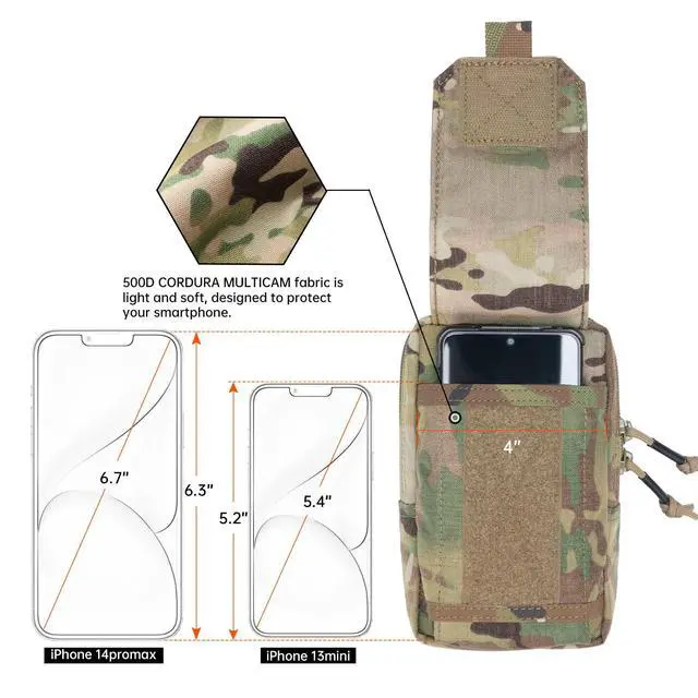 Alt view image 3 of 7 - Tactical EDC Pouch Molle Utility Pouches Phone Holster Pouch Waist Bag Tool Pouch for Molle Accesssories