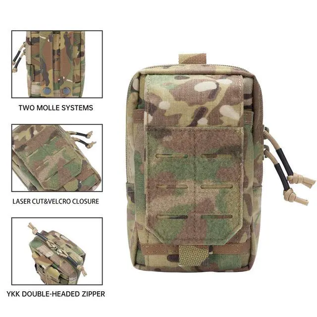 Alt view image 4 of 7 - Tactical EDC Pouch Molle Utility Pouches Phone Holster Pouch Waist Bag Tool Pouch for Molle Accesssories