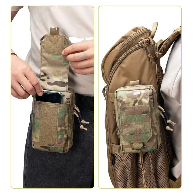 Alt view image 6 of 7 - Tactical EDC Pouch Molle Utility Pouches Phone Holster Pouch Waist Bag Tool Pouch for Molle Accesssories