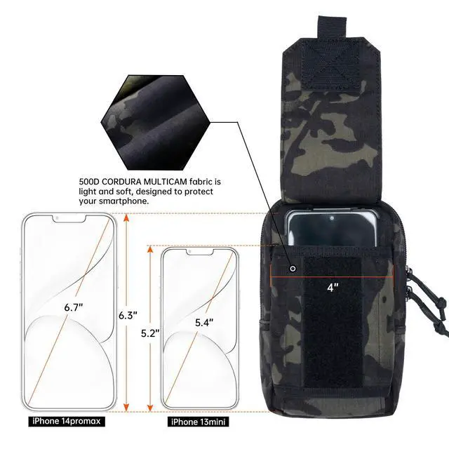 Alt view image 3 of 7 - Tactical EDC Pouch Molle Utility Pouches Phone Holster Pouch Waist Bag Tool Pouch for Molle Accesssories