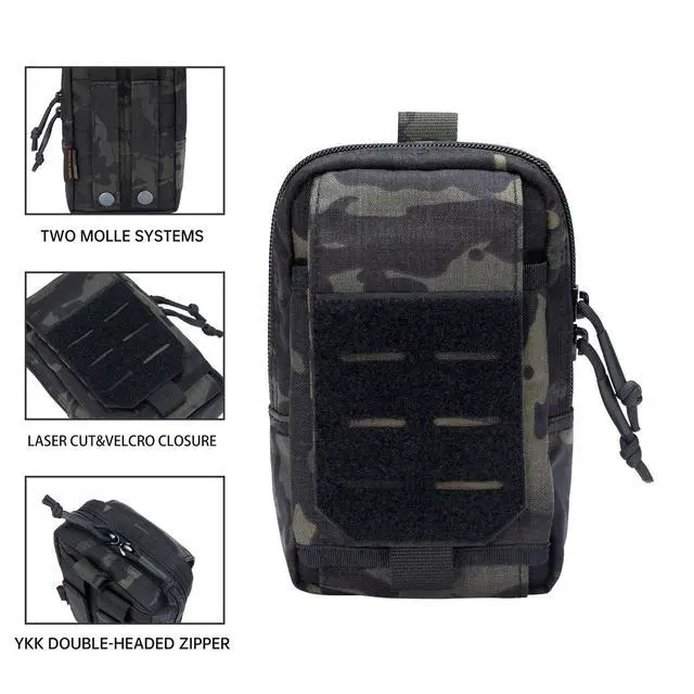 Alt view image 4 of 7 - Tactical EDC Pouch Molle Utility Pouches Phone Holster Pouch Waist Bag Tool Pouch for Molle Accesssories