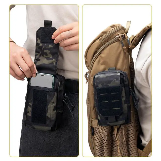 Alt view image 6 of 7 - Tactical EDC Pouch Molle Utility Pouches Phone Holster Pouch Waist Bag Tool Pouch for Molle Accesssories
