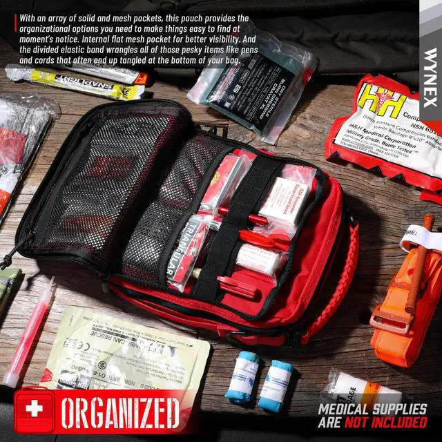 Alt view image 4 of 7 - Tactical Molle Admin Pouch, Molle Pouches of Double Layer Design | Utility EDC Pouch Organizer, Modular Tool Pouch, Medical EMT Attachment Bag,Large Capacity, Elastic Webbing Insert Panel