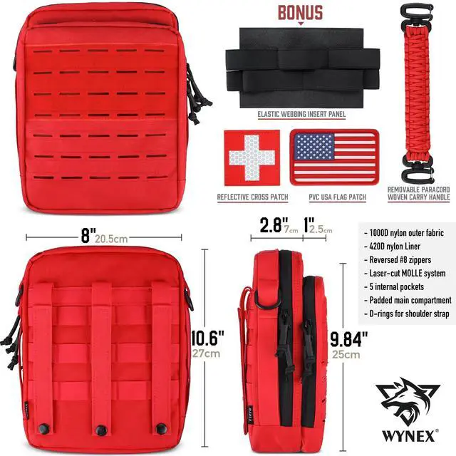 Alt view image 5 of 7 - Tactical Molle Admin Pouch, Molle Pouches of Double Layer Design | Utility EDC Pouch Organizer, Modular Tool Pouch, Medical EMT Attachment Bag,Large Capacity, Elastic Webbing Insert Panel