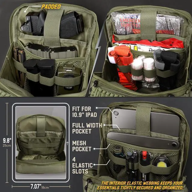 Alt view image 4 of 7 - Tactical Molle Admin Pouch, Molle Pouches of Double Layer Design | Utility EDC Pouch Organizer, Modular Tool Pouch, Medical EMT Attachment Bag,Large Capacity, Elastic Webbing Insert Panel