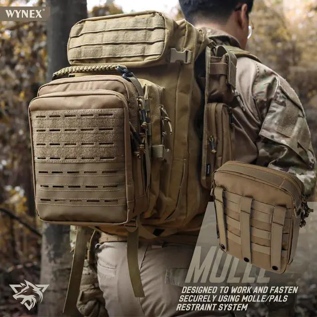 Alt view image 2 of 6 - Tactical Molle Admin Pouch, Molle Pouches of Double Layer Design | Utility EDC Pouch Organizer, Modular Tool Pouch, Medical EMT Attachment Bag,Large Capacity, Elastic Webbing Insert Panel
