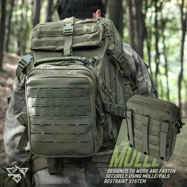 Alt view image 2 of 7 - Tactical Molle Admin Pouch, Molle Pouches of Double Layer Design | Utility EDC Pouch Organizer, Modular Tool Pouch, Medical EMT Attachment Bag,Large Capacity, Elastic Webbing Insert Panel