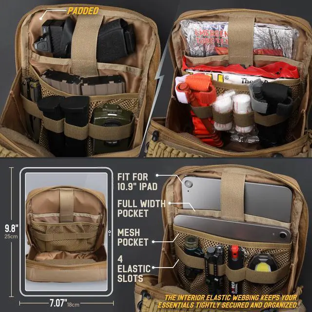Alt view image 4 of 6 - Tactical Molle Admin Pouch, Molle Pouches of Double Layer Design | Utility EDC Pouch Organizer, Modular Tool Pouch, Medical EMT Attachment Bag,Large Capacity, Elastic Webbing Insert Panel