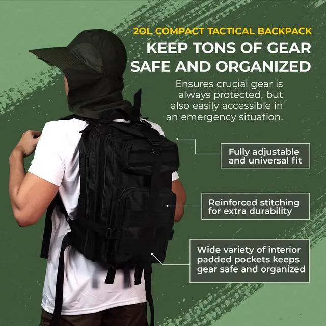 Alt view image 5 of 7 - 40L Tactical Backpack | 7 Compartments | Padded Comfort | MOLLE System | Heavy-Duty Nylon | Versatile Use | Outdoor Survival, Camping, Gym, Travel | Large rucksack backpack