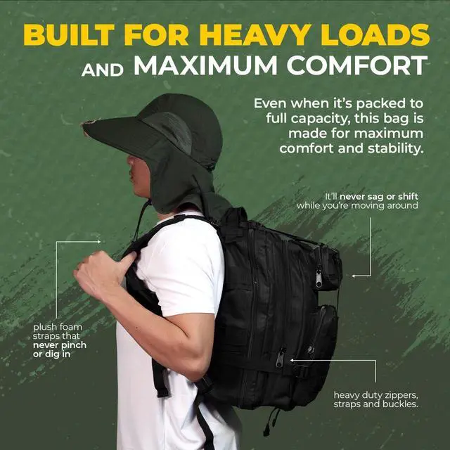 Alt view image 4 of 7 - 40L Tactical Backpack | 7 Compartments | Padded Comfort | MOLLE System | Heavy-Duty Nylon | Versatile Use | Outdoor Survival, Camping, Gym, Travel | Large rucksack backpack