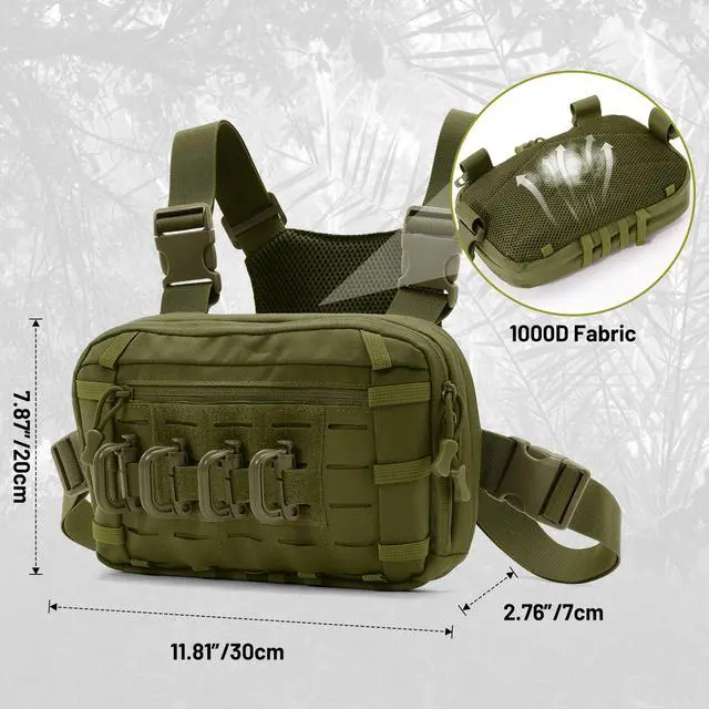 Alt view image 2 of 7 - Tactical EDC Chest Bag Utility Molle Chest Rig Pouch with CCW Compartment Adjustable Strap Outdoor Chest Pack