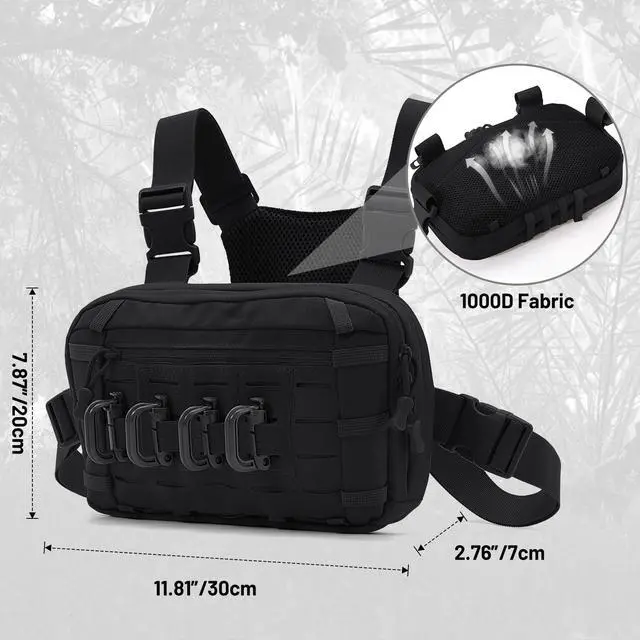 Alt view image 2 of 7 - Tactical EDC Chest Bag Utility Molle Chest Rig Pouch with CCW Compartment Adjustable Strap Outdoor Chest Pack
