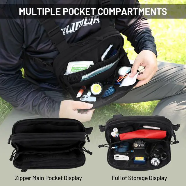 Alt view image 5 of 7 - Tactical EDC Chest Bag Utility Molle Chest Rig Pouch with CCW Compartment Adjustable Strap Outdoor Chest Pack