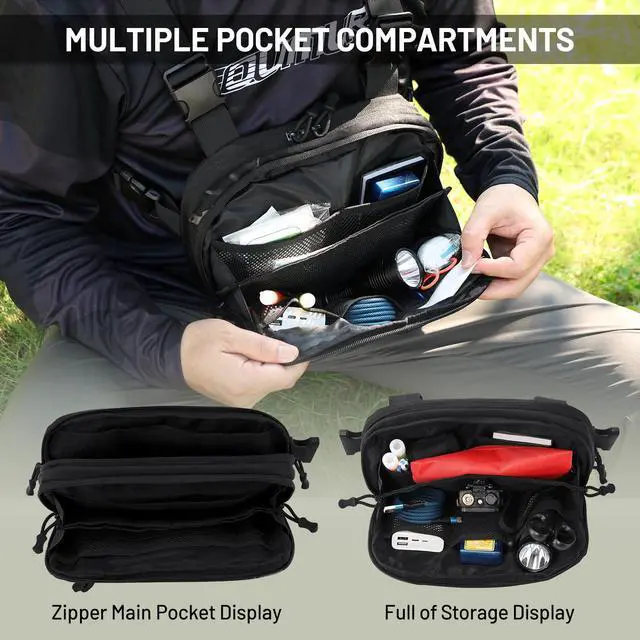 Alt view image 4 of 7 - Tactical EDC Chest Bag Utility Molle Chest Rig Pouch with CCW Compartment Adjustable Strap Outdoor Chest Pack