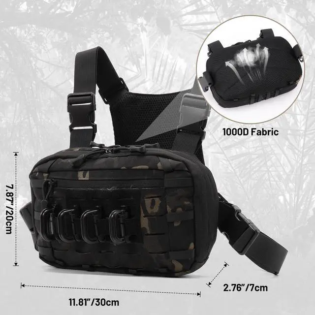 Alt view image 2 of 7 - Tactical EDC Chest Bag Utility Molle Chest Rig Pouch with CCW Compartment Adjustable Strap Outdoor Chest Pack