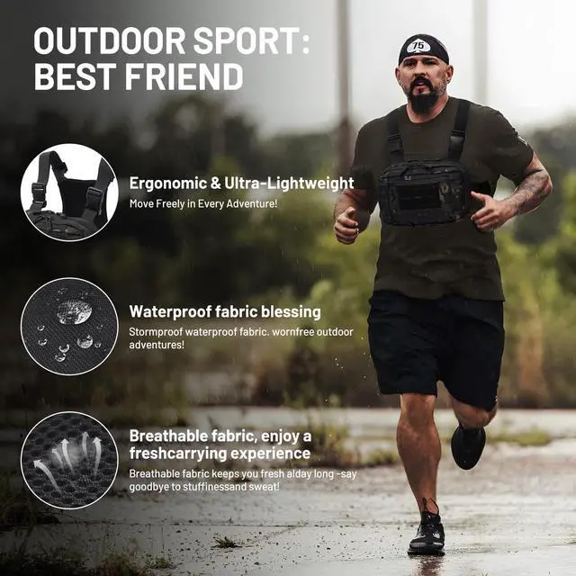Alt view image 6 of 7 - Tactical EDC Chest Bag Utility Molle Chest Rig Pouch with CCW Compartment Adjustable Strap Outdoor Chest Pack