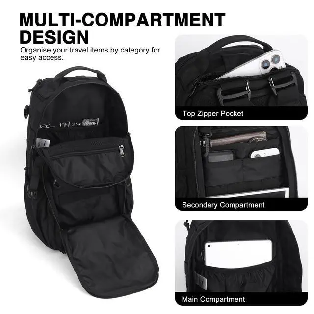 Alt view image 3 of 6 - 25L Tactical Backpack, Molle Sling Bag for Men, Military Rucksack Crossbody Bag for Hiking Travel Camping Gym