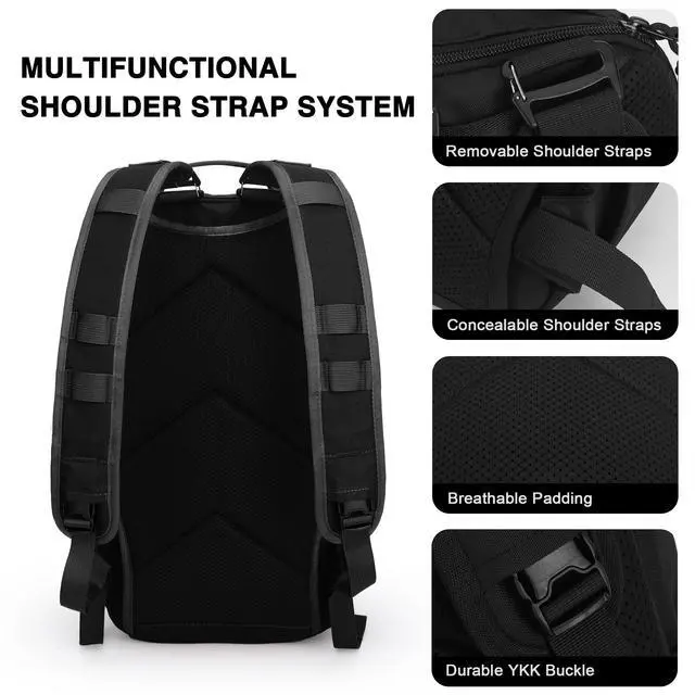 Alt view image 4 of 6 - 25L Tactical Backpack, Molle Sling Bag for Men, Military Rucksack Crossbody Bag for Hiking Travel Camping Gym