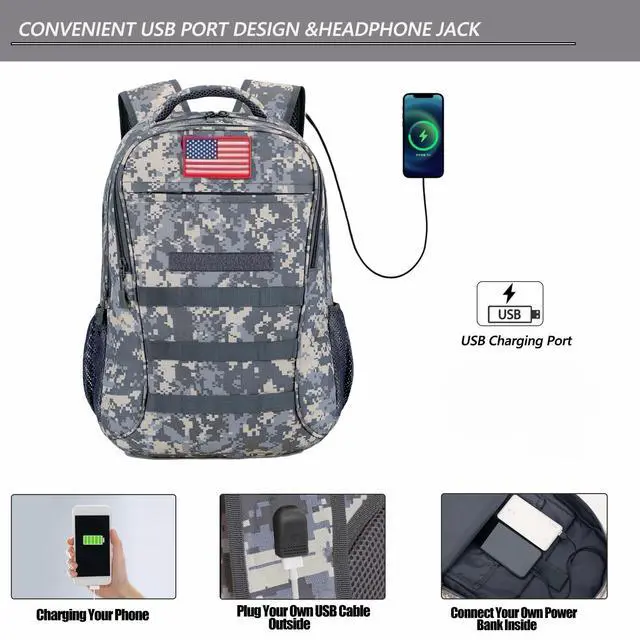 Alt view image 3 of 7 - Camo Backpack for Boys,Army Boys Backpacks for Elementary Middle School Military,Camouflage Bookbag 40L