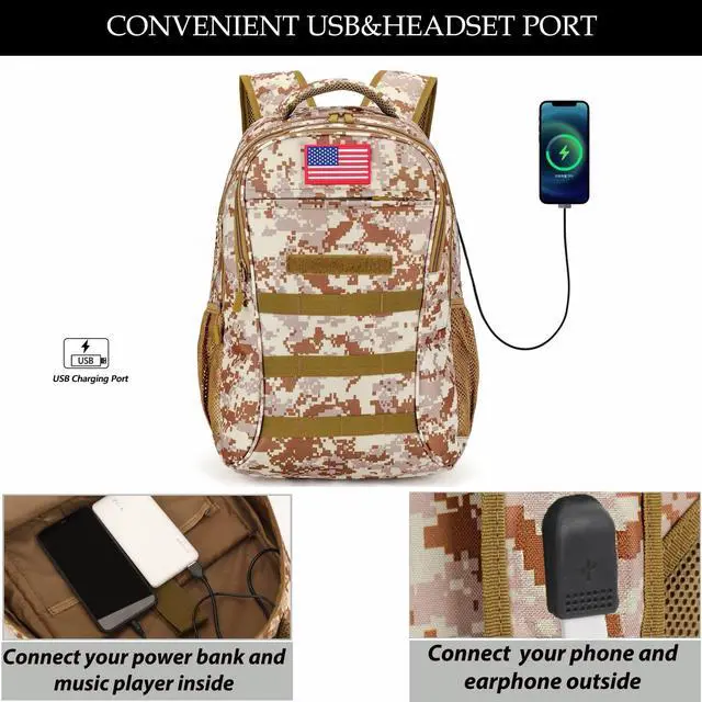 Alt view image 3 of 7 - Camo Backpack for Boys,Army Boys Backpacks for Elementary Middle School Military,Camouflage Bookbag 40L