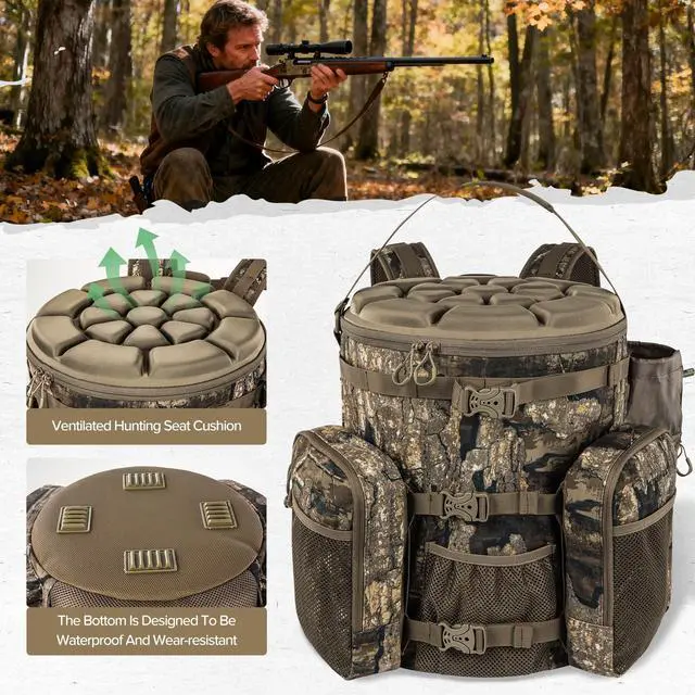 Alt view image 3 of 7 - Hunting Bucket Backpack with Seat Suitable for 5-gallon SeatDove Hunting AccessoriesDaypack for Rifle Bow GunNot including Bucket and Lid