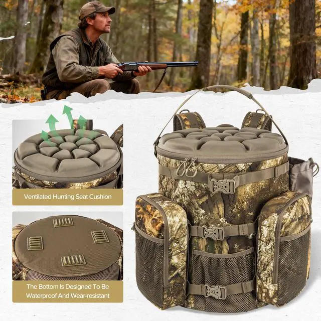 Alt view image 3 of 7 - Hunting Bucket Backpack with Seat Suitable for 5-gallon SeatDove Hunting AccessoriesDaypack for Rifle Bow GunNot including Bucket and Lid
