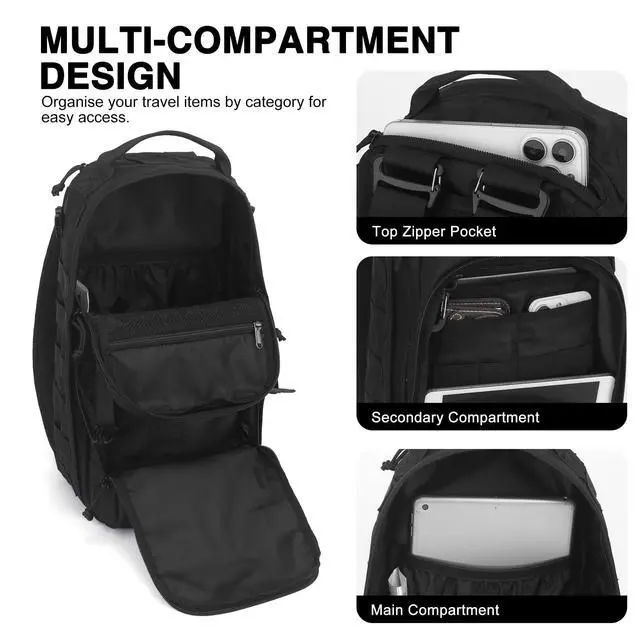 Alt view image 4 of 7 - 15L Tactical Backpack, Small Molle Sling Bag for Men, Military Rucksack Crossbody Bag for Hiking Travel