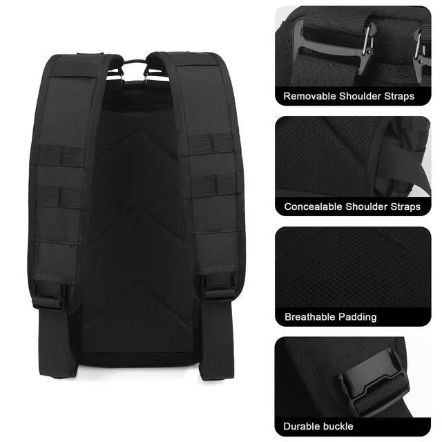 Alt view image 5 of 7 - 15L Tactical Backpack, Small Molle Sling Bag for Men, Military Rucksack Crossbody Bag for Hiking Travel