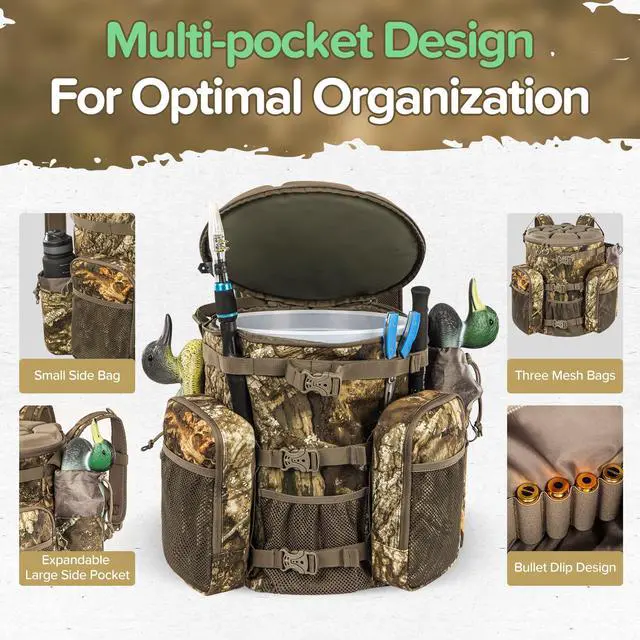 Alt view image 6 of 7 - Hunting Bucket Backpack with Seat Suitable for 5-gallon SeatDove Hunting AccessoriesDaypack for Rifle Bow GunNot including Bucket and Lid