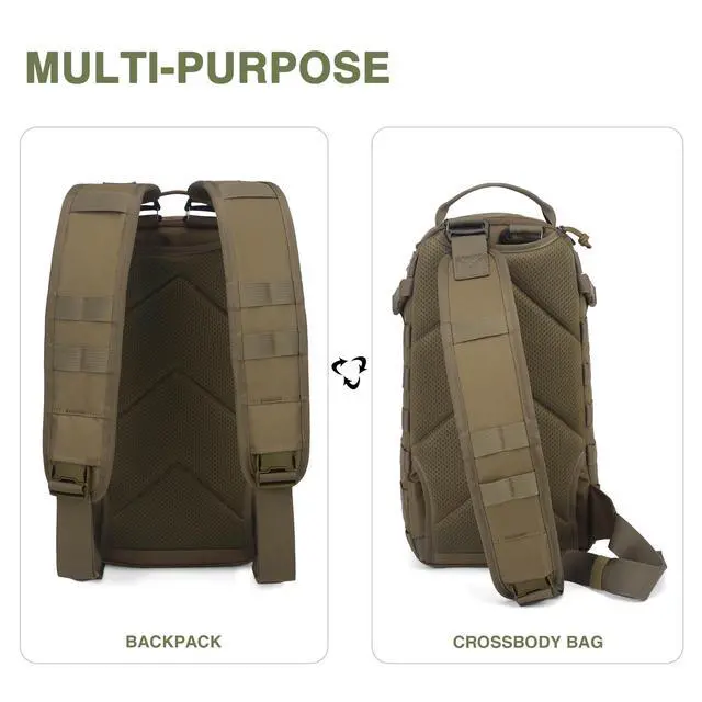 Alt view image 6 of 7 - 15L Tactical Backpack, Small Molle Sling Bag for Men, Military Rucksack Crossbody Bag for Hiking Travel