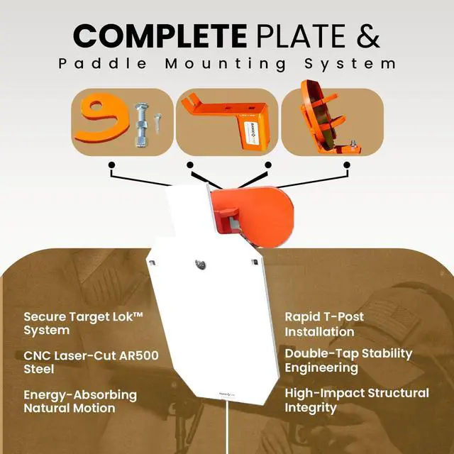 Alt view image 3 of 7 - AR500 Steel Targets for Shooting Ranges, 12x20, 3/8" Steel Silhouette IPSC Target, T Post Mount System & Reactive Hostage Target Paddle, Steel Plate for Precision Shooting Targets Practice-Made in USA