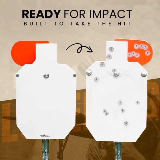 Alt view image 5 of 7 - AR500 Steel Targets for Shooting Ranges, 12x20, 3/8" Steel Silhouette IPSC Target, T Post Mount System & Reactive Hostage Target Paddle, Steel Plate for Precision Shooting Targets Practice-Made in USA