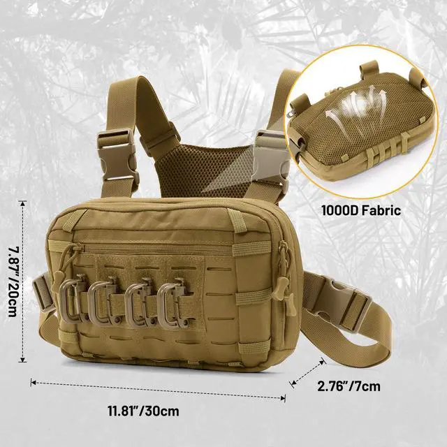 Alt view image 2 of 7 - Tactical EDC Chest Bag Utility Molle Chest Rig Pouch with CCW Compartment Adjustable Strap Outdoor Chest Pack
